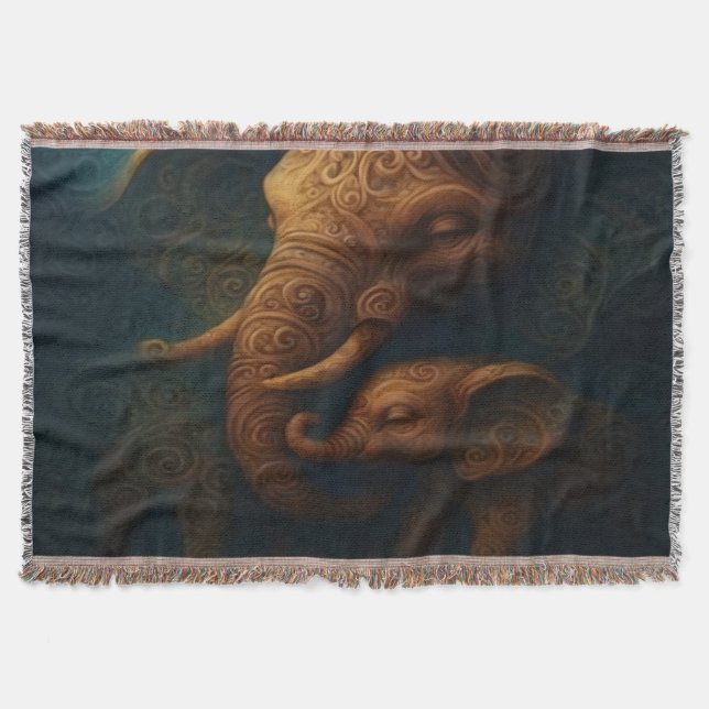 Benevolent Elephants Throw Blanket (Front)