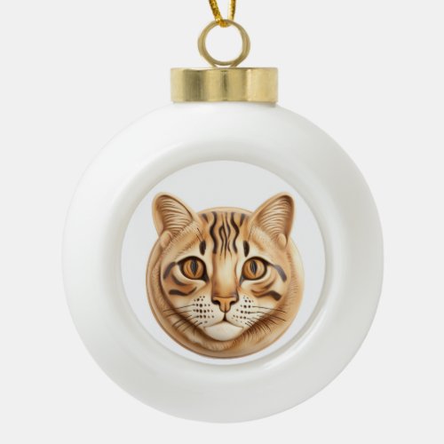 Bengal Cat 3D Inspired Ceramic Ball Christmas Ornament