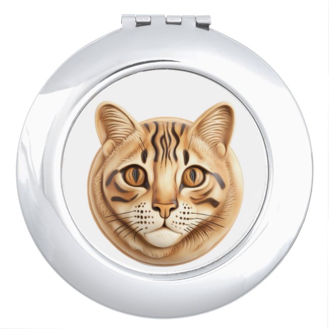 Bengal Cat 3D Inspired Compact Mirror (Front)