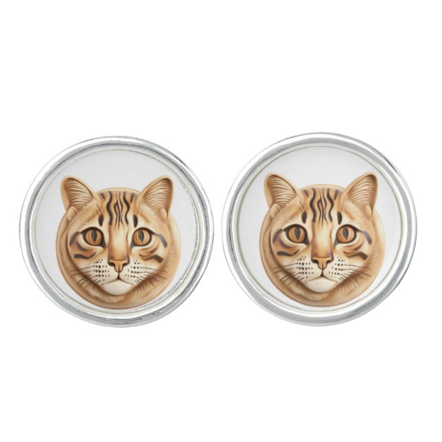 Bengal Cat 3D Inspired Cufflinks (Front)