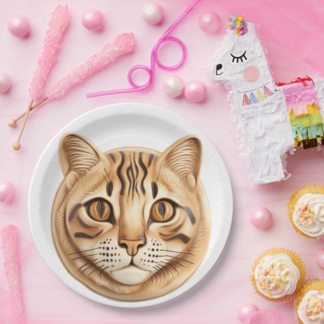 Bengal Cat 3D Inspired Paper Plates (Party)