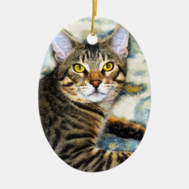 Bengal Cat Art Ceramic Ornament (Front)