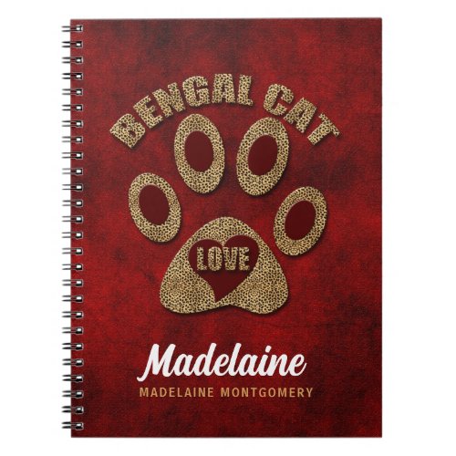 Bengal Cat Breed Red and Cheetah Notebook