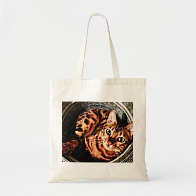 Bengal Cat Bucket Tote Bag (Front)