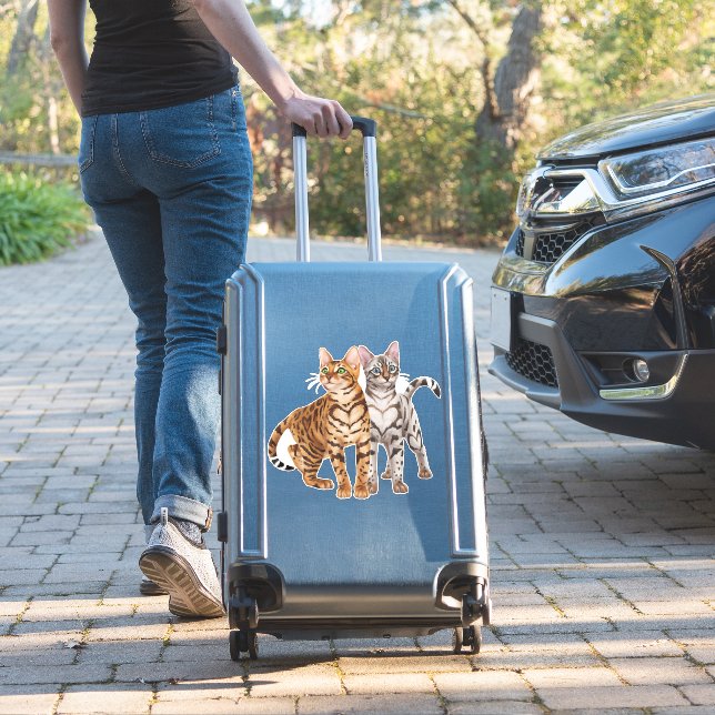 Bengal Cat Buddies Rosette and Snow Bengal Cats Pr Sticker (Suitcase Insitu)