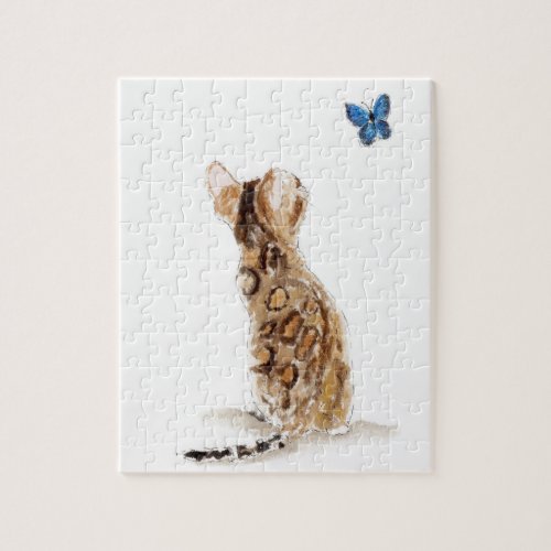 Bengal Cat   Butterfly Jigsaw Puzzle