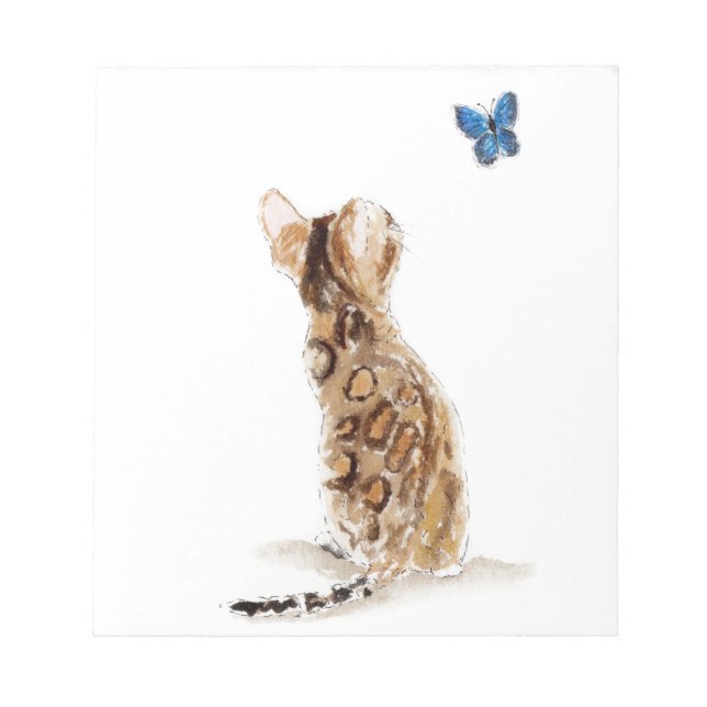 Bengal Cat  & Butterfly Notepad (Front)