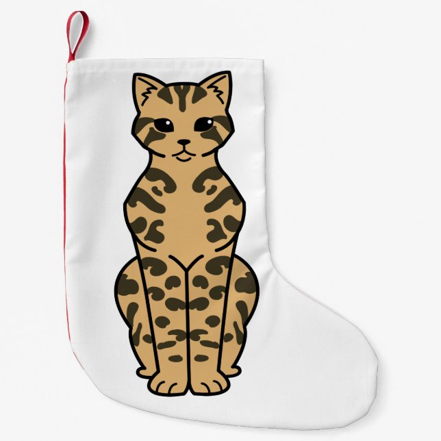 Bengal Cat Cartoon Small Christmas Stocking (Front)