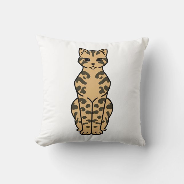 Bengal Cat Cartoon Throw Pillow (Front)