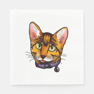 Bengal cat Cats Kitty Cartoon Face Love sweet cute Napkins