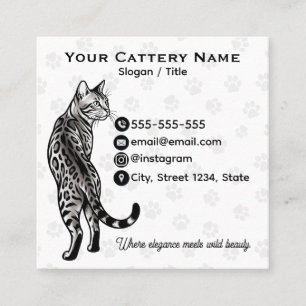 Bengal Cat Cattery Customizable Business Card 