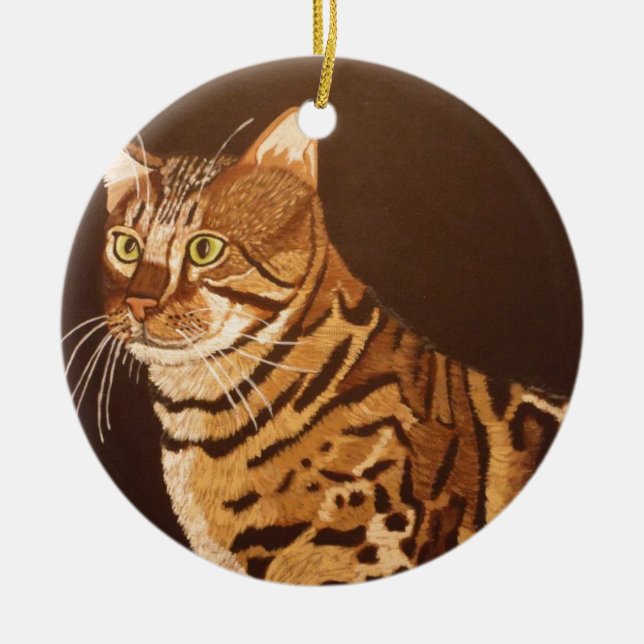 Bengal Cat Ceramic Ornament (Front)