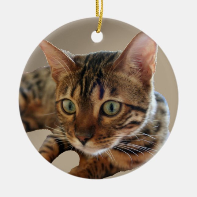 Bengal Cat Ceramic Ornament (Front)