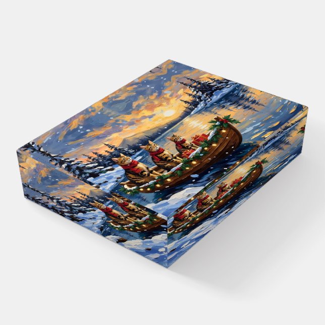 Bengal Cat Christmas Boat Holiday Paperweight (Angled)