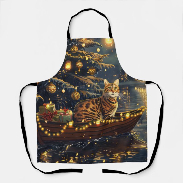 Bengal Cat Christmas Festive Voyage Apron (Front)