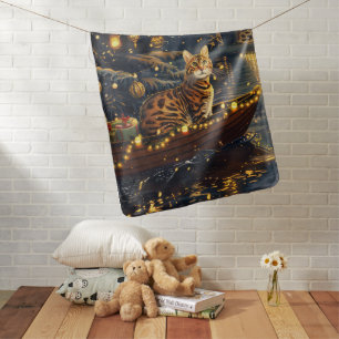 Bengal Cat Christmas Festive Voyage Baby Blanket
