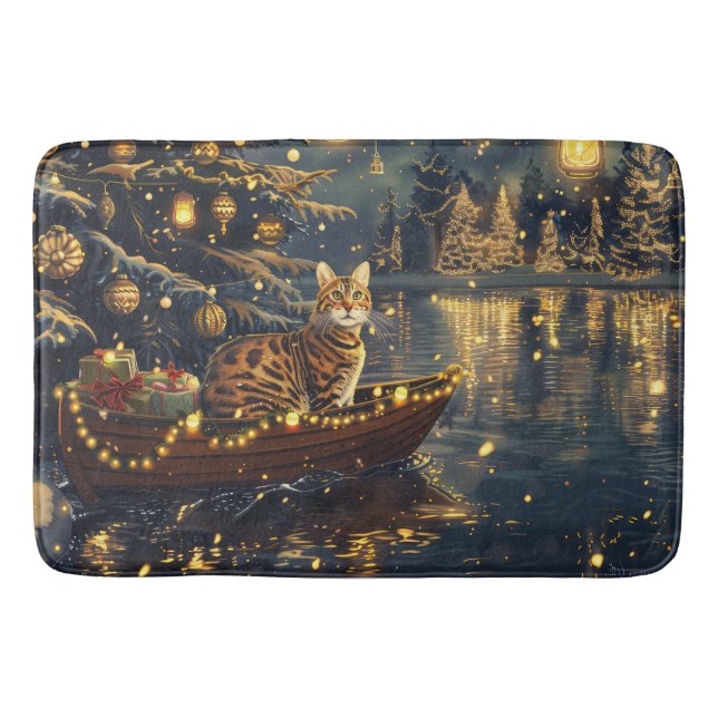 Bengal Cat Christmas Festive Voyage Bath Mat (Front)