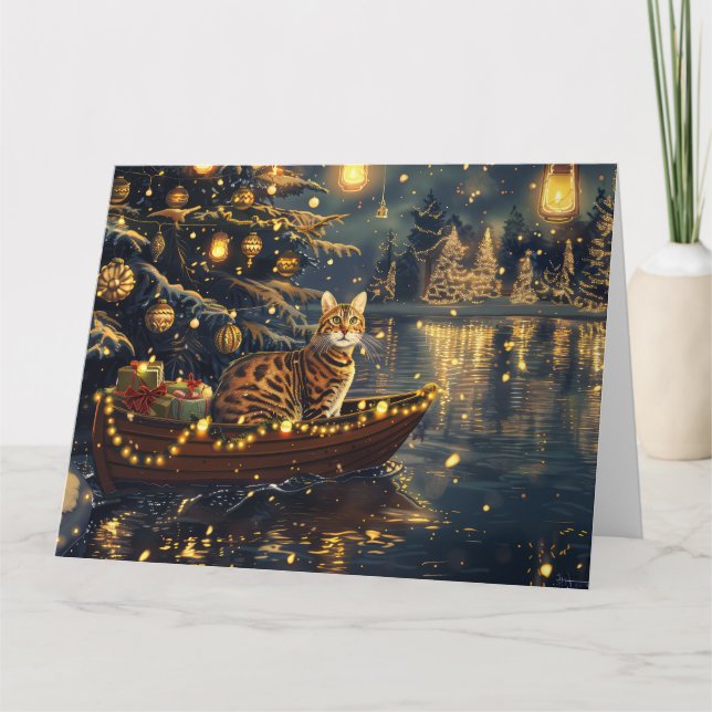 Bengal Cat Christmas Festive Voyage Card (Front)