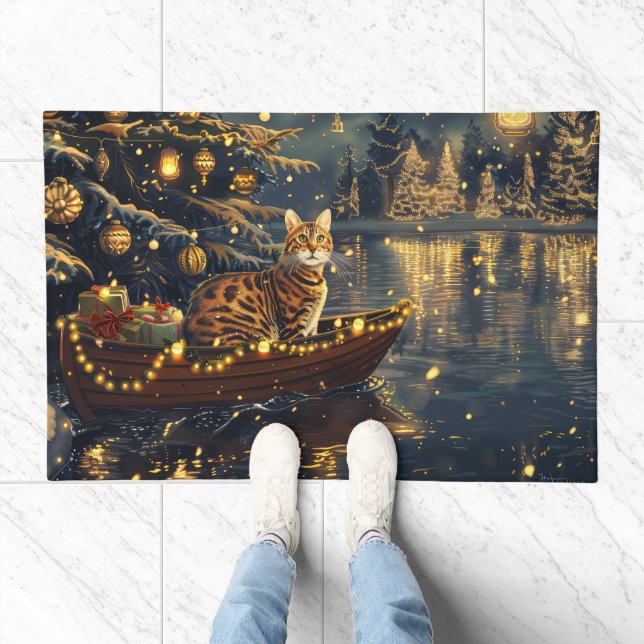 Bengal Cat Christmas Festive Voyage Doormat (Indoor)