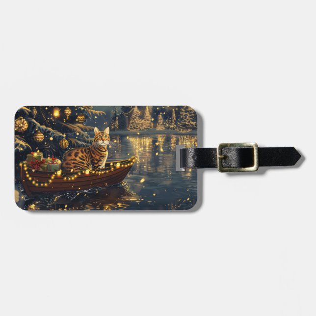 Bengal Cat Christmas Festive Voyage Luggage Tag (Front Horizontal)