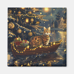 Bengal Cat Christmas Festive Voyage Magnet