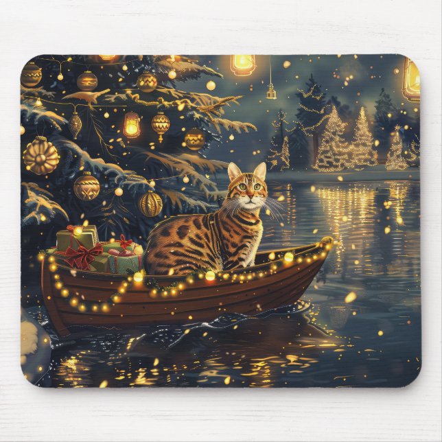 Bengal Cat Christmas Festive Voyage Mouse Pad (Front)