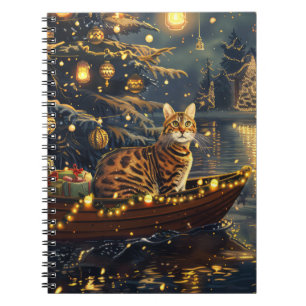 Bengal Cat Christmas Festive Voyage Notebook