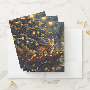 Bengal Cat Christmas Festive Voyage Pocket Folder