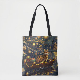 Bengal Cat Christmas Festive Voyage Tote Bag