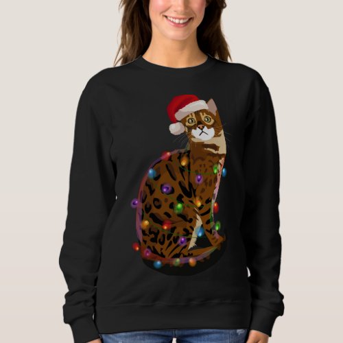 Bengal Cat Christmas Lights Xmas Cat Lover Sweatshirt