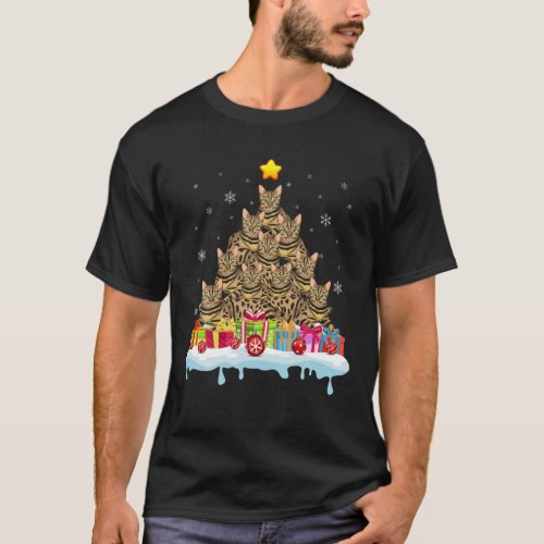 Bengal Cat Christmas Tree Cat Xmas T_Shirt