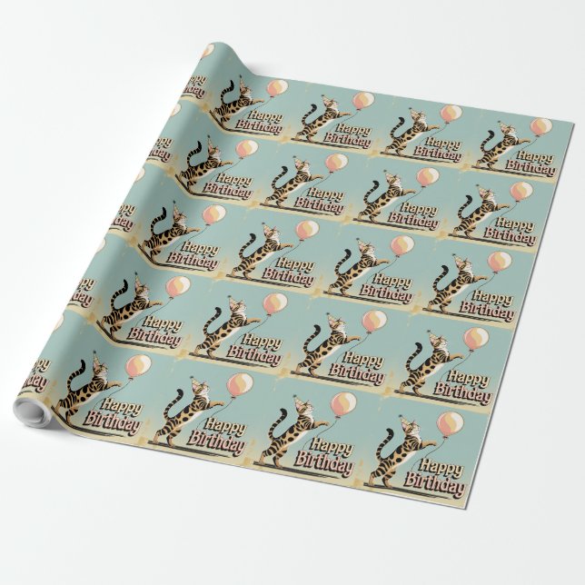 Bengal Cat Colorful  Wrapping Paper (Unrolled)