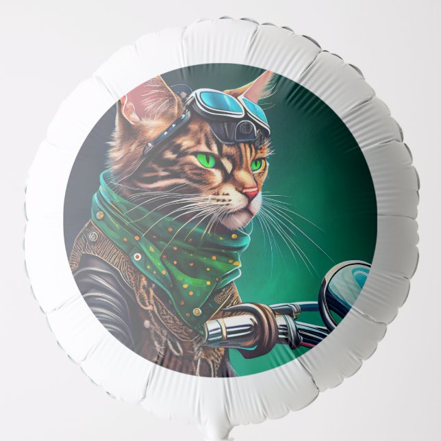 Bengal Cat driving bike St. Patrick's Day Balloon (Front)