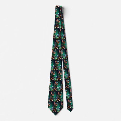 Bengal Cat driving bike St Patricks Day Neck Tie