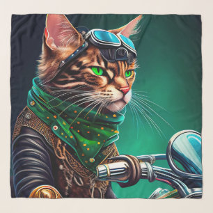 Bengal Cat driving bike St. Patrick's Day Scarf