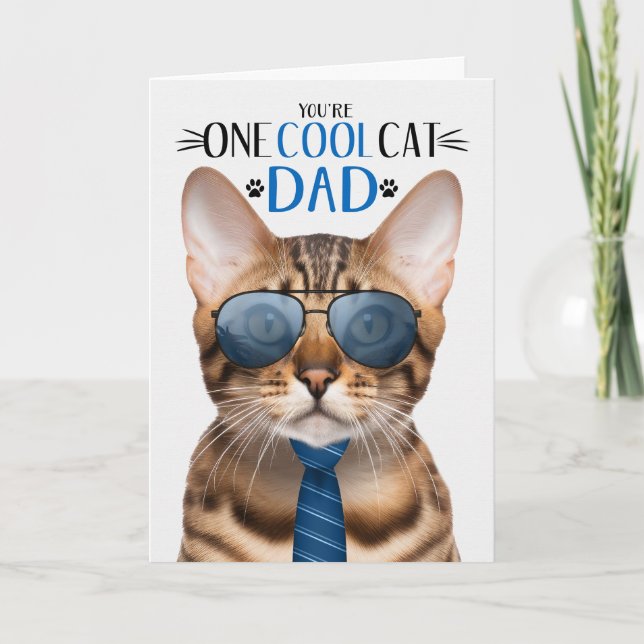 Bengal Cat Father's Day One Cool Cat Holiday Card (Front)