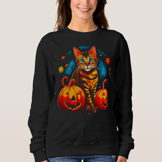 Bengal Cat Halloween Sweatshirt (Front)