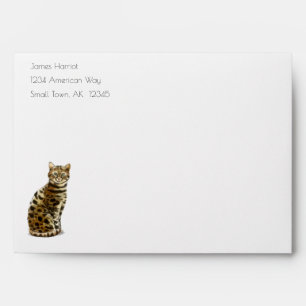 Bengal Cat Happy Birthday Black and Gold Envelope
