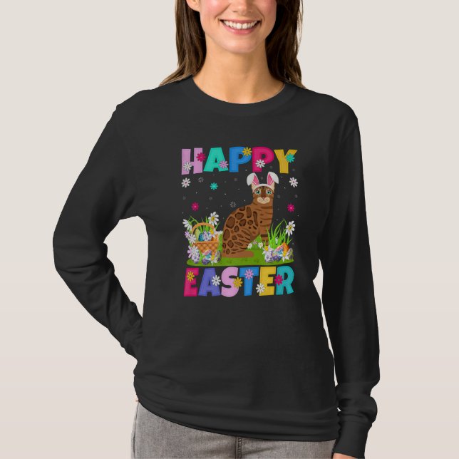 Bengal Cat  Happy Easter Bunny Bengal Cat Easter S T-Shirt (Front)