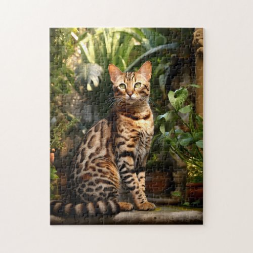 Bengal Cat in Garden Jigsaw Puzzle