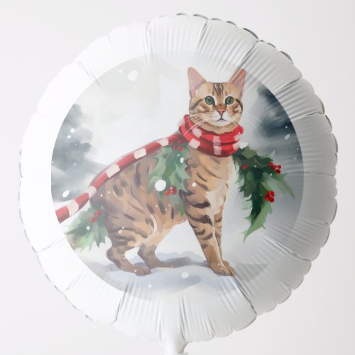 Bengal Cat in Snow Christmas  Balloon