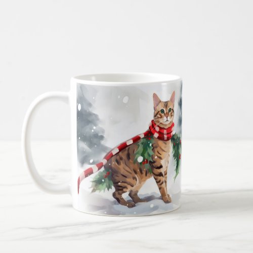 Bengal Cat in Snow Christmas  Coffee Mug