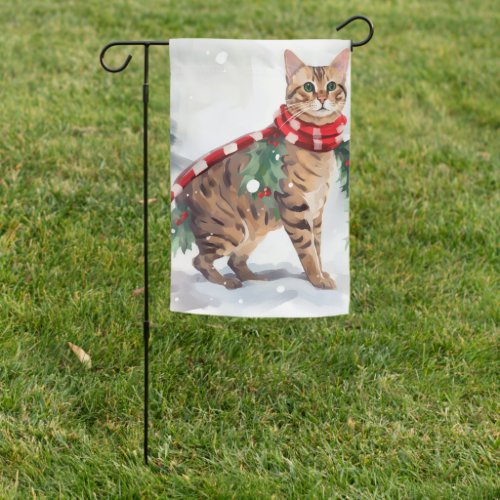 Bengal Cat in Snow Christmas  Garden Flag