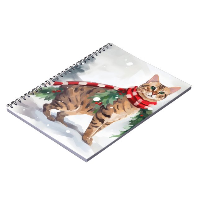 Bengal Cat in Snow Christmas  Notebook (Left Side)