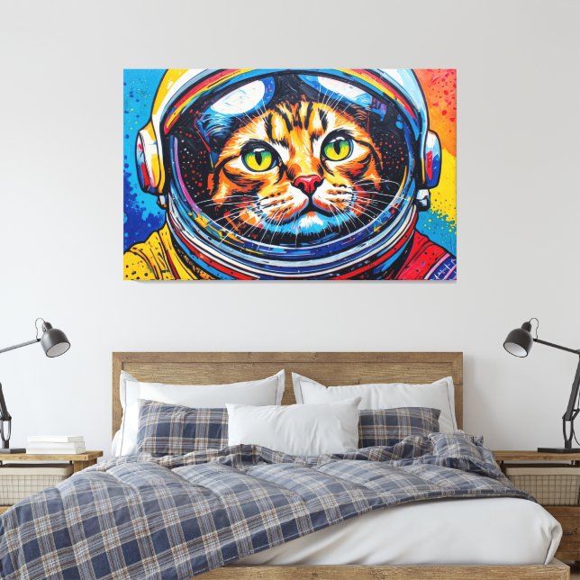 BENGAL CAT IN SPACE-27 CANVAS PRINT (Insitu(Bedroom))