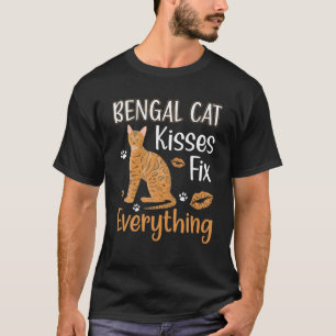 Bengal Cat Kisses Fix Everything Kitty Leopard Ski T-Shirt