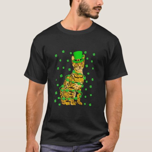 Bengal Cat Leprechaun Hat Bengal Cat St Patrick S  T_Shirt