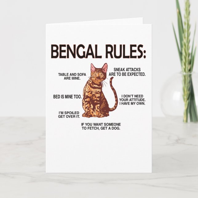 Bengal Cat Lover Gifts Cat Owner Rosetted Bengal Card (Front)