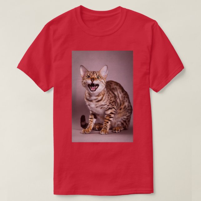 Bengal cat meows redhead T-Shirt (Design Front)