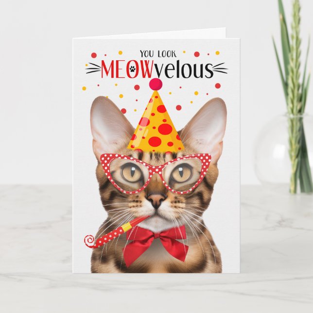 Bengal Cat MEOWvelous Birthday Card (Front)